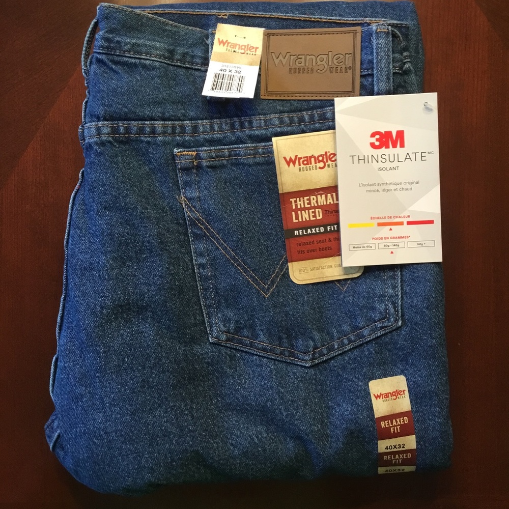BRAND NEW MENS WRANGLER THINSULATE JEANS 40x32